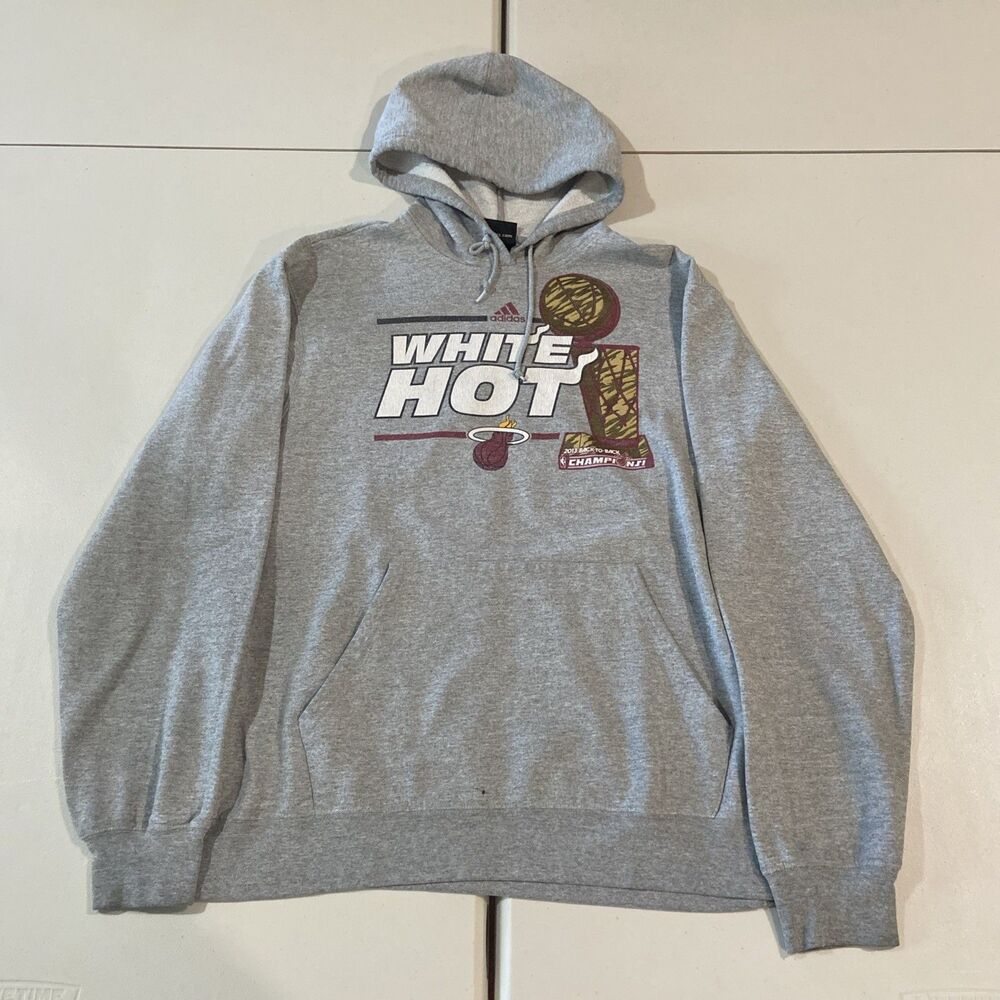 Adidas Miami Heat Pullover Hoodie Sweatshirt 2013 M Back to Back Champions L?